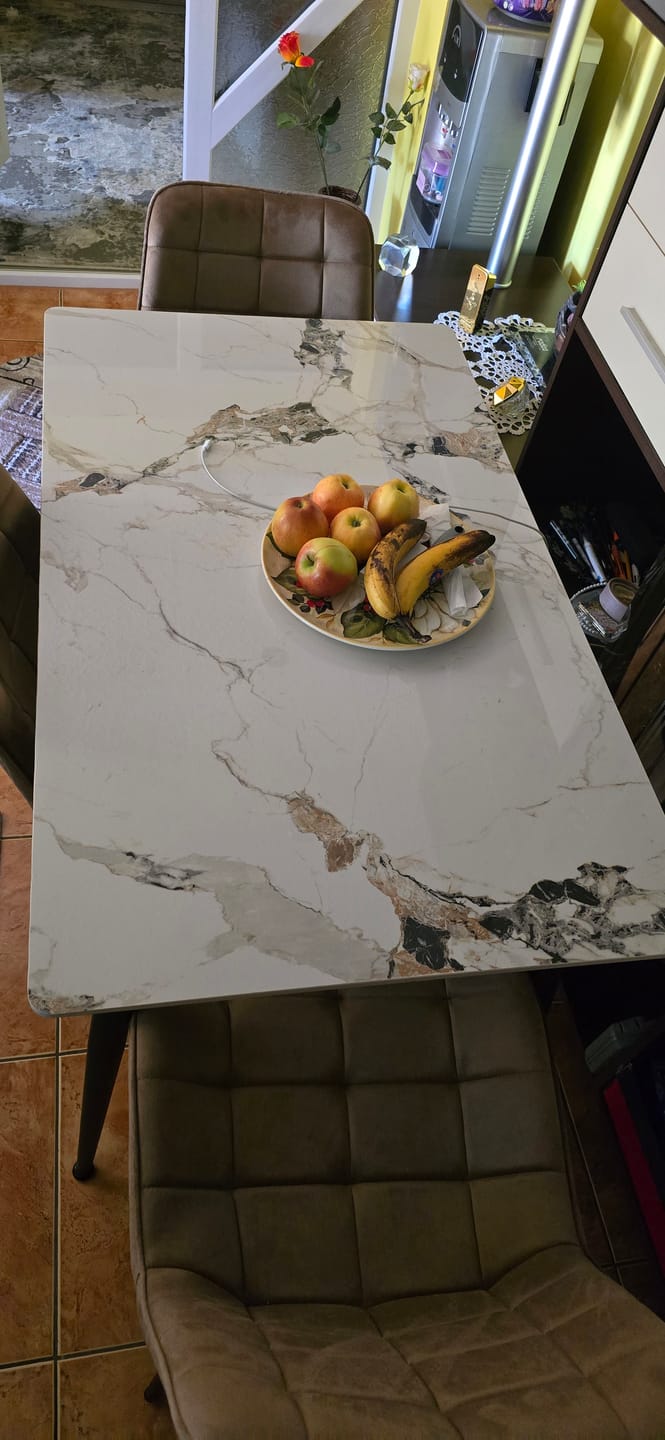 Customer photo review of Masa EMILIO 120, alb/negru, ceramica/metal, 120x70x76 cm