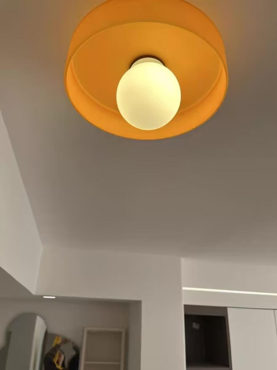 Customer photo review of Glass Flush Mount Ceiling Light, Round Metal Body, 25 cm