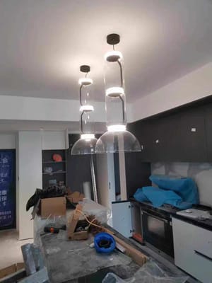 Customer photo review of Clear Glass Cylinder Pendant Light, Integrated LED, 36 cm