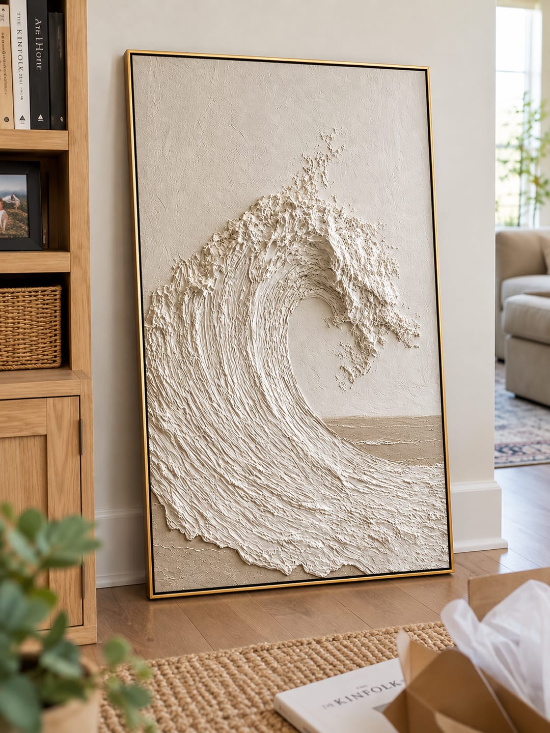 Customer photo review of "Silent Crest" – Wabi Sabi White Wave Textured Painting