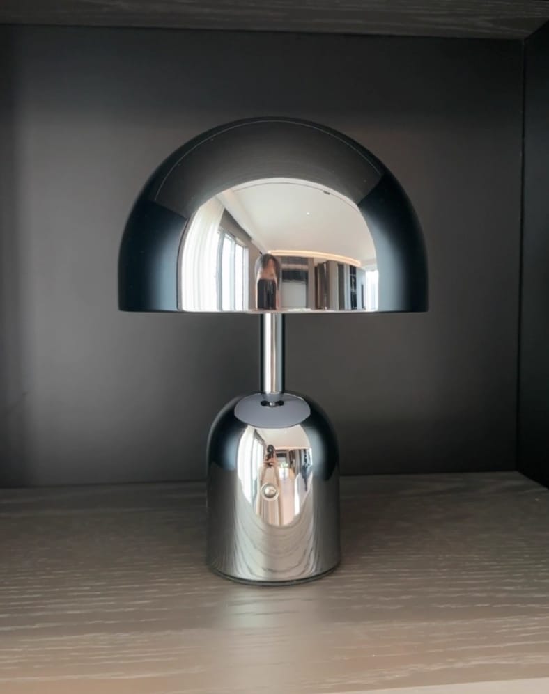 Customer photo review of Domed Metal Table Lamp, Gold Rose Gold or Chrome, Plug In