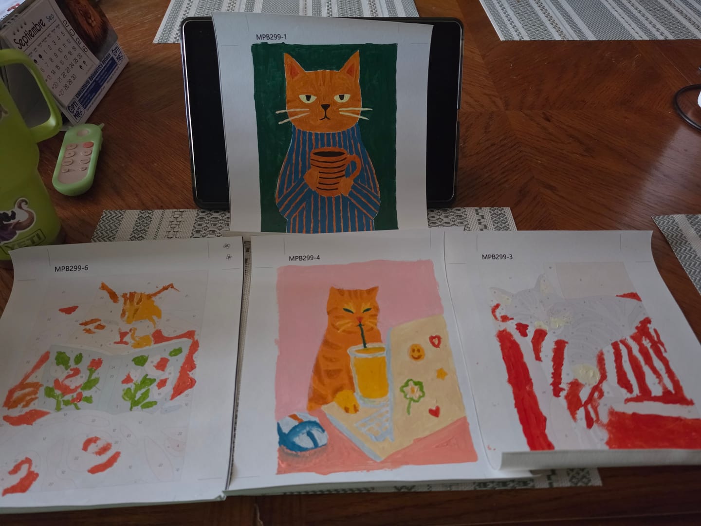Customer photo review of 6 Mini Paintings | Tired Cats Set