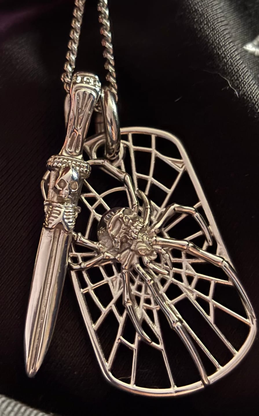Customer photo review of SPIDER DOG TAG NECKLACE