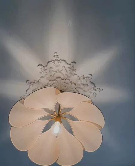 Customer photo review of Fabric Petal Dome Pendant Light, Gold Frame, 60 to 120 cm