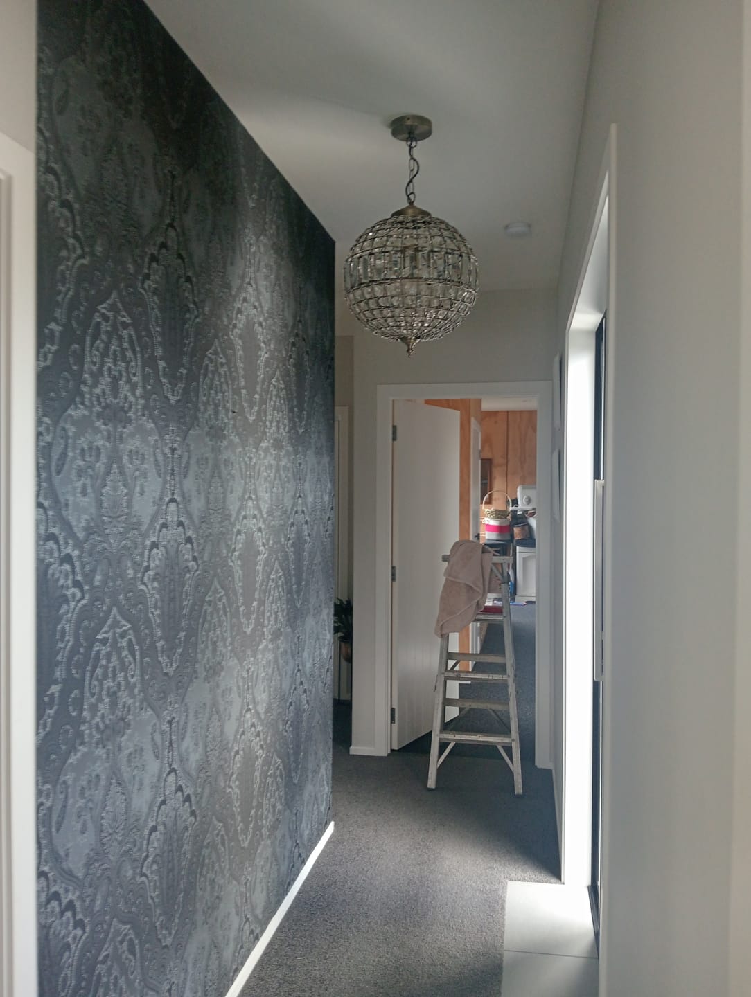 Customer photo review of Damask Wallpaper - Black Silver - EXTRA WIDE
