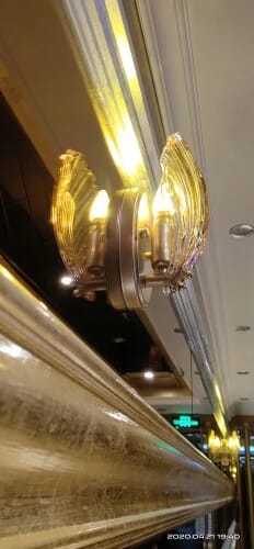 Customer photo review of Shell-Shaped Wall Light, Brass Plate, Amber or Clear, Wall Sconce