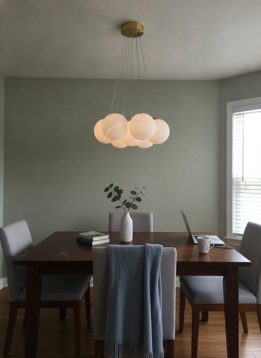 Customer photo review of Frosted Glass Cluster Chandelier, Gold Frame, 7 to 19 Globes