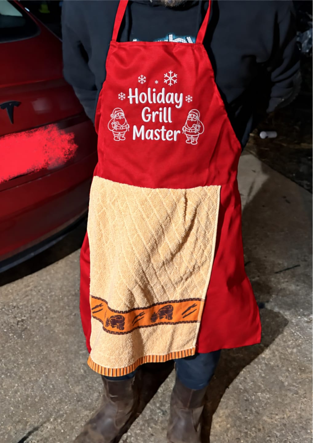 Customer photo review of Funny Christmas BBQ Apron