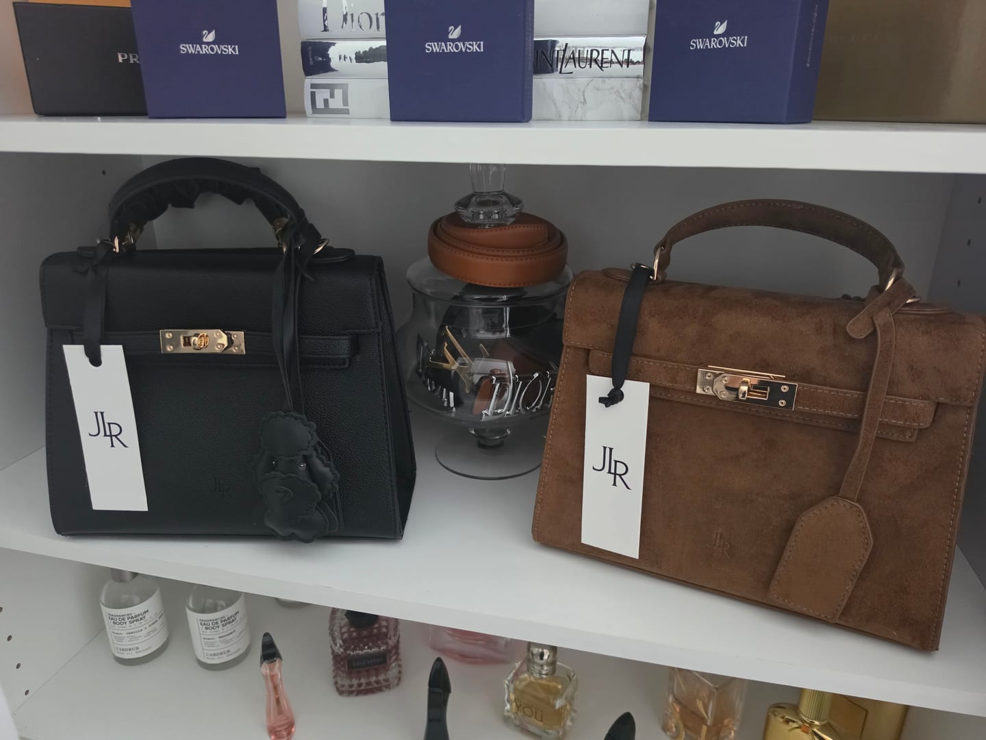 Customer photo review of Richmond Top handle bag Light Brown Suede