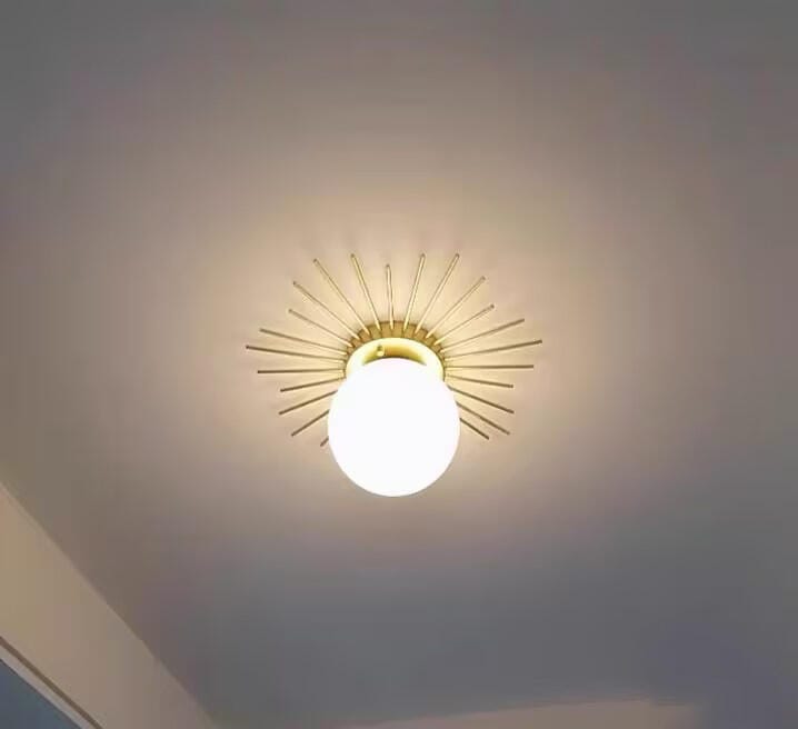 Customer photo review of Brass Ceiling Light, Frosted Glass Globe, Ceiling or Wall Mount