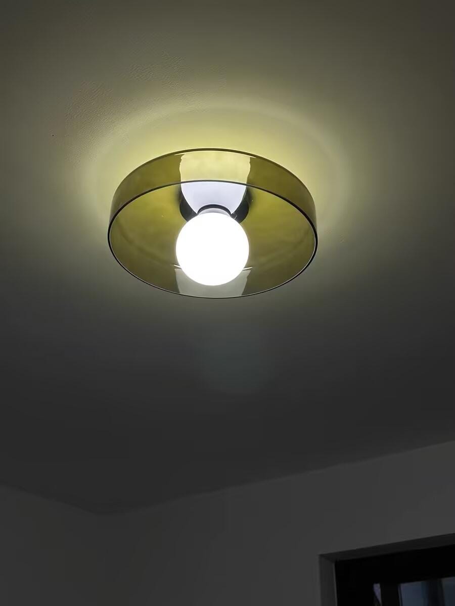Customer photo review of Glass Flush Mount Ceiling Light, Round Metal Body, 25 cm