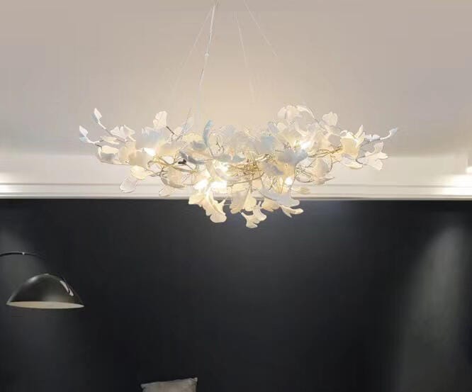 Customer photo review of Horizon Bloom Gingko Chandelier, Porcelain Leaf Ceiling Light, 7 Sizes