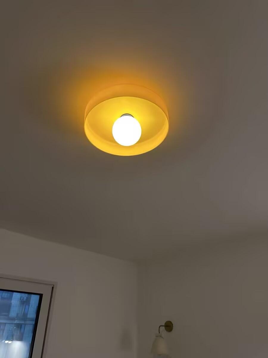 Customer photo review of Glass Flush Mount Ceiling Light, Round Metal Body, 25 cm