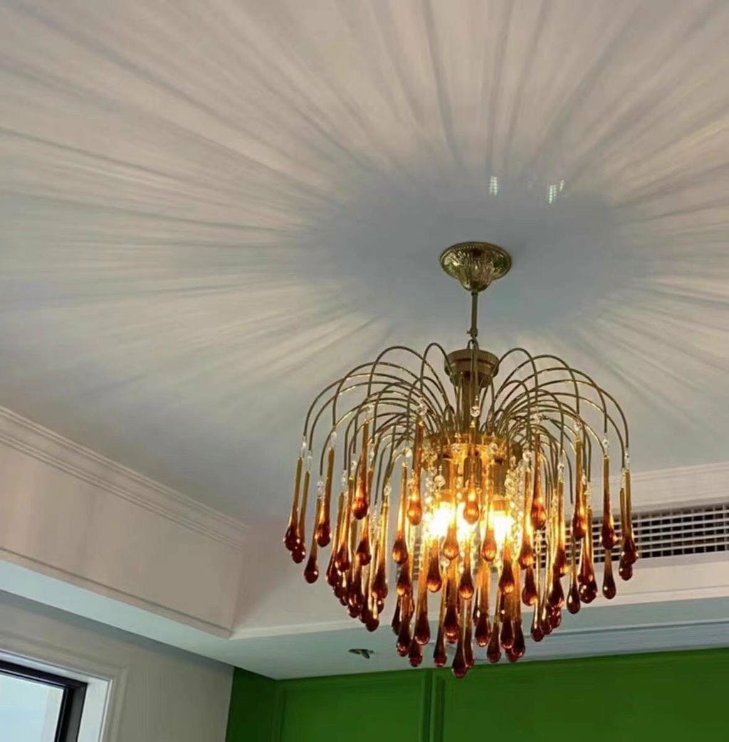 Customer photo review of Crystal Waterfall Chandelier, Gold-Finish Brass, 50 cm