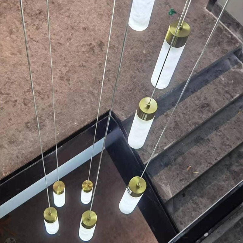 Customer photo review of Alabaster Rod Chandelier, Brass Frame, Celestial Cascade Design, 5-32 Lights