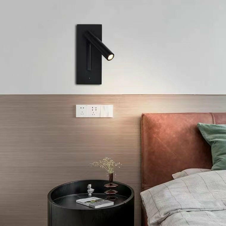 Customer photo review of Matte Black Wall Light for Bedside, Integrated LED, 330° Pivot