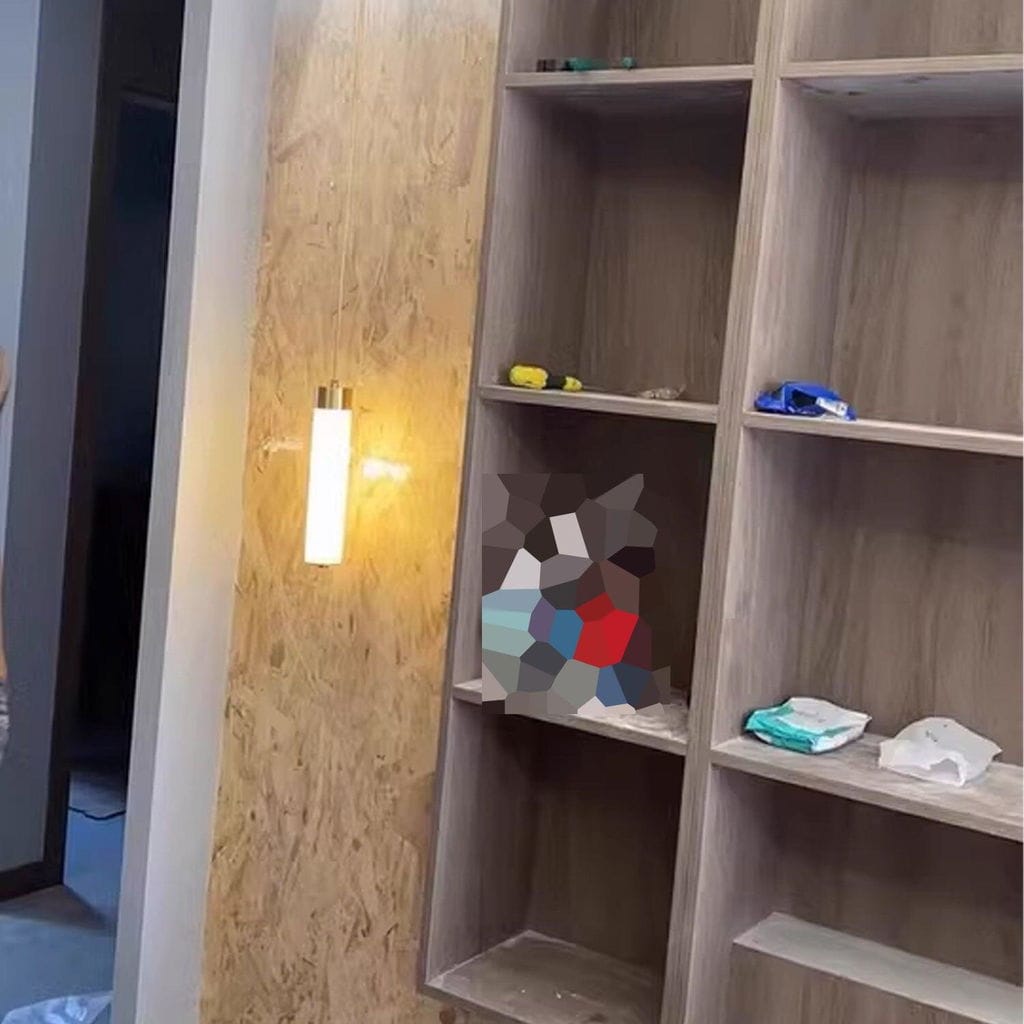 Customer photo review of Alabaster Tube Pendant Light, Brass or Black, Integrated LED