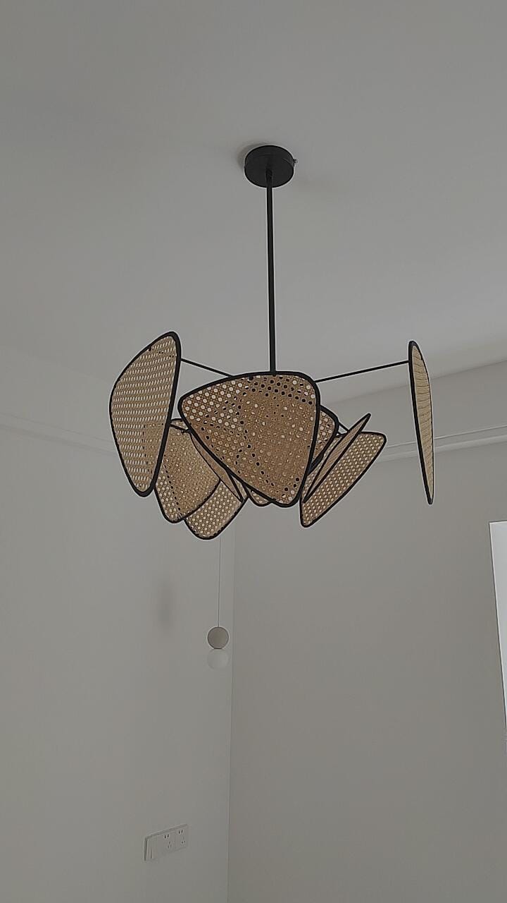 Customer photo review of Rattan Pendant Light, Black Metal Frame, Ten Curtains, 60-100 cm Wide