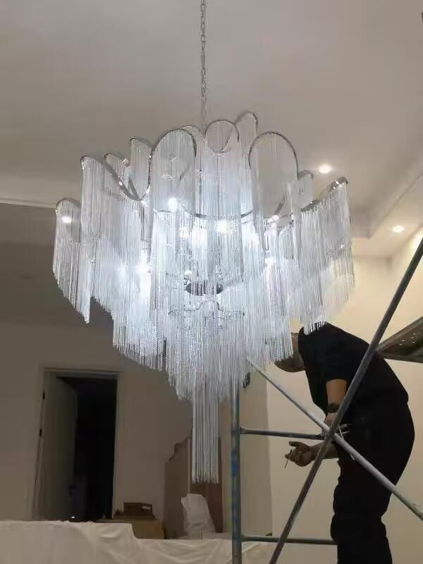 Customer photo review of Nickel-Plated Chain Chandelier, Gold, Silver or Black, 40–160 cm