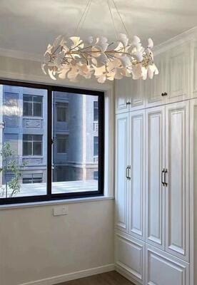 Customer photo review of Chandelier, White Porcelain Ginkgo Leaves, Brass Ring, G9, Dimmable