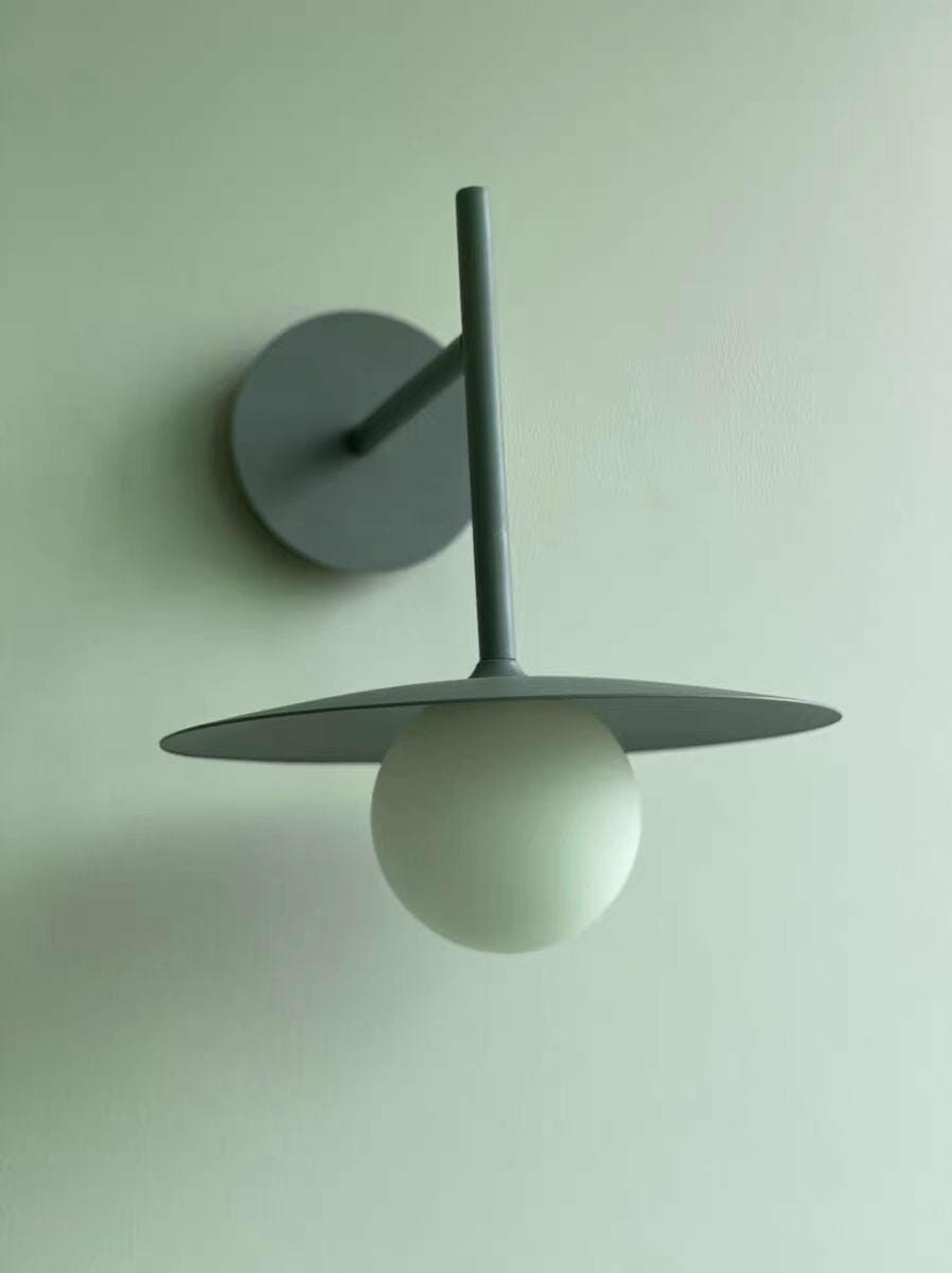 Customer photo review of Ironwork Wall Light, Opaque Glass Shade, 25 cm, Wall Sconce
