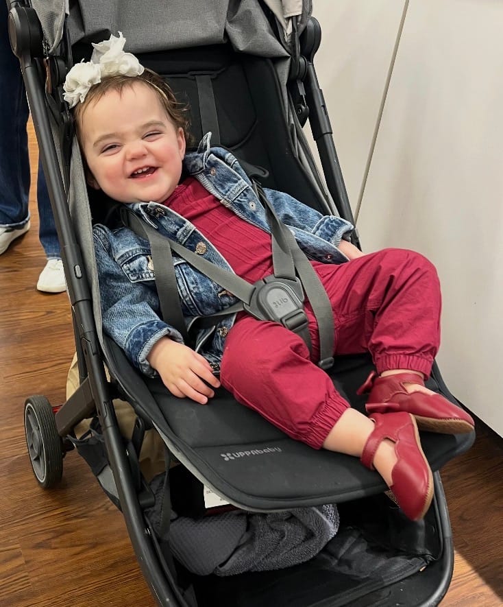 Customer photo review of MOOVES Céleste Bordo – Burgundy Soft Sole Baby Shoes