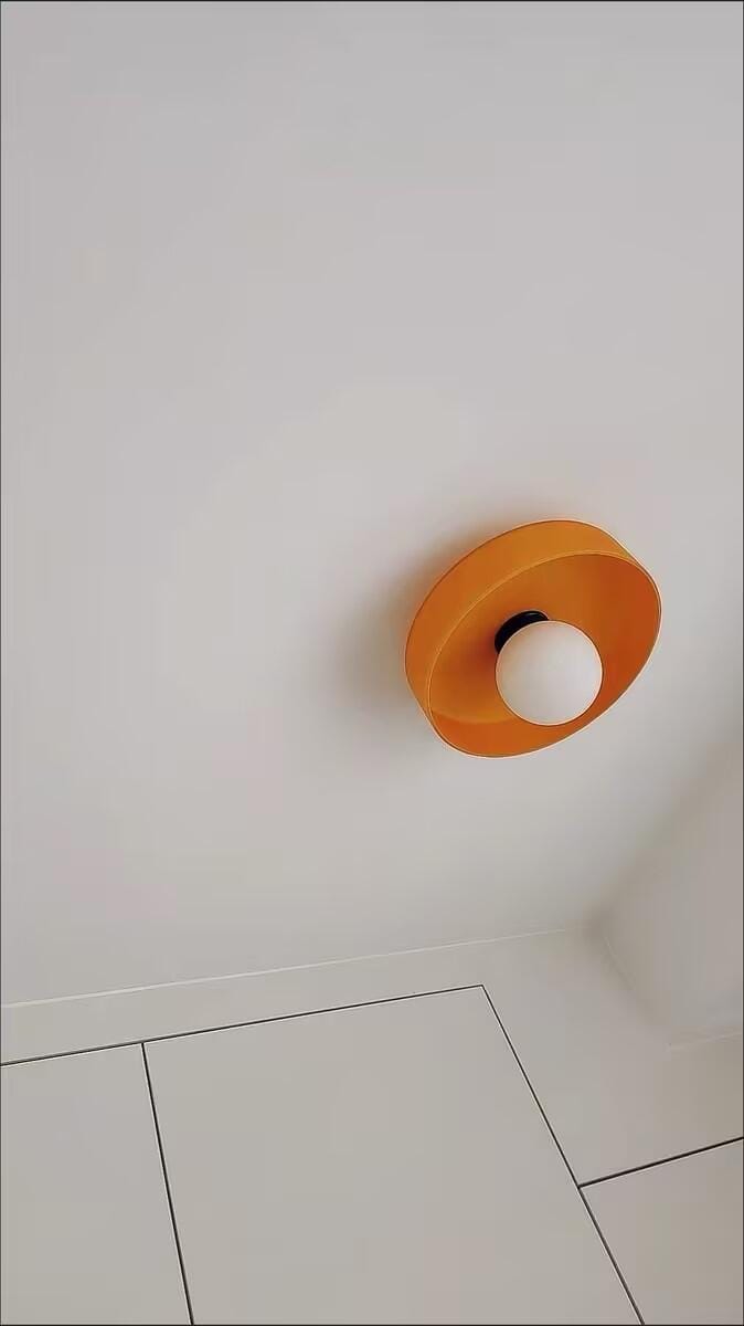 Customer photo review of Glass Flush Mount Ceiling Light, Round Metal Body, 25 cm