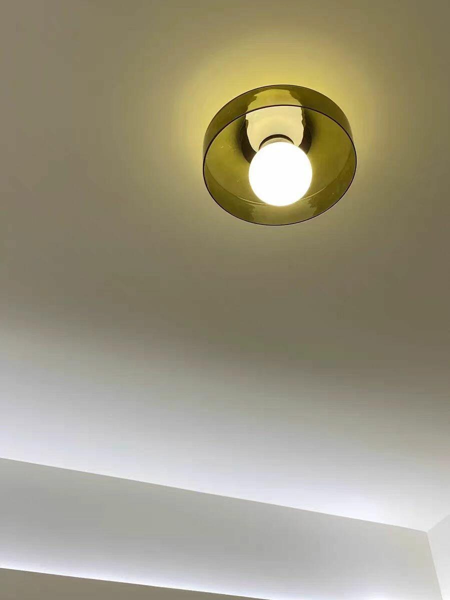 Customer photo review of Glass Flush Mount Ceiling Light, Round Metal Body, 25 cm