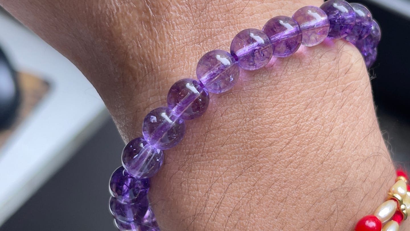 Customer photo review of Hydro Amethyst Bracelet – Vastu Remedy for Mental Clarity & protection | 8mm Beads