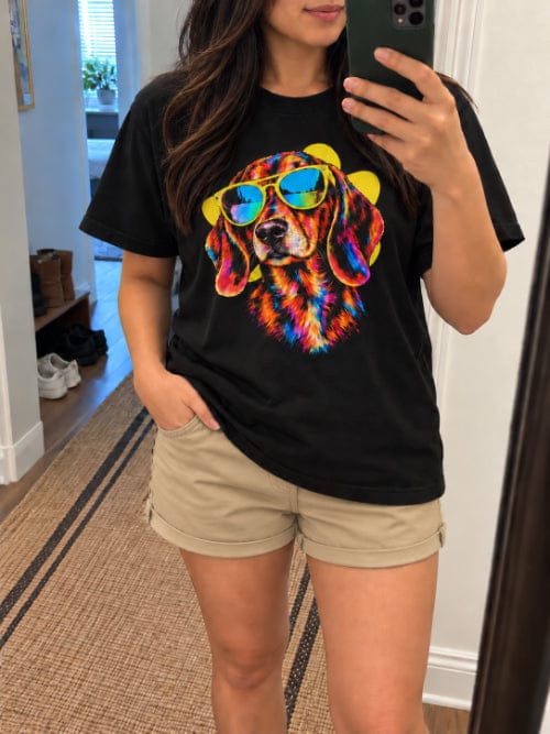 Customer photo review of Pawsitively Stylish Dachshund T-Shirt
