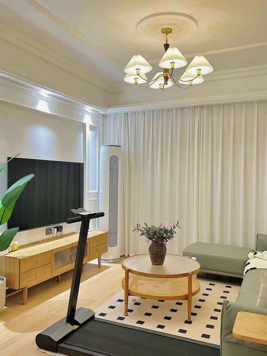 Customer photo review of Pleated Fabric Chandelier, Walnut Wood, 3-Head, 70 cm