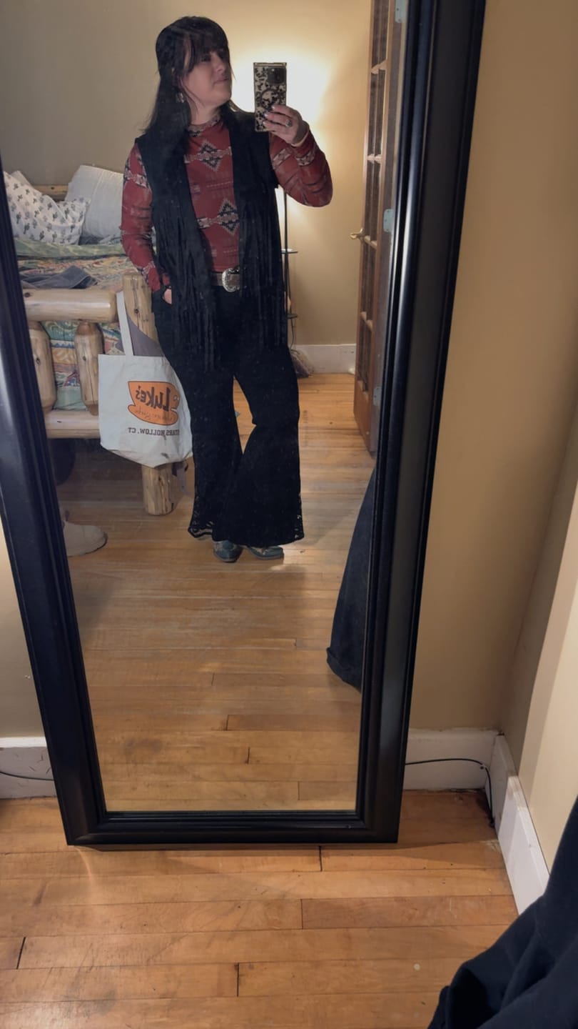 Customer photo review of Black Shadow Luxe Judy Blue Flare Jeans W/ Lace Hem Detail (Three Inseams)