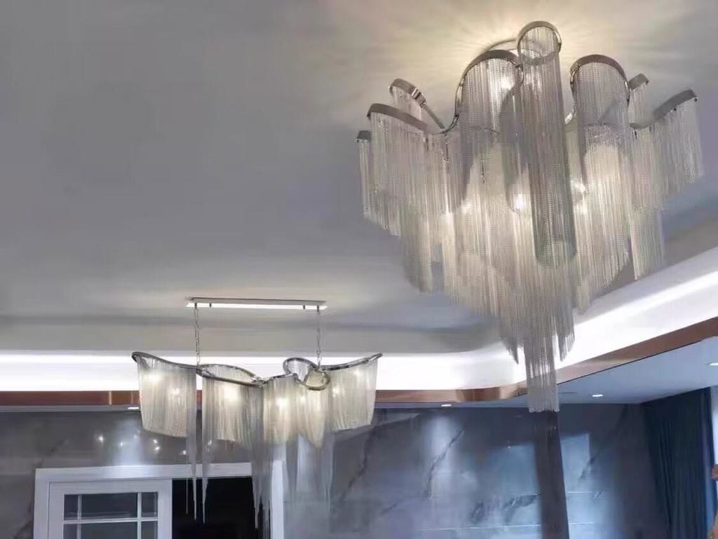 Customer photo review of Nickel-Plated Chain Chandelier, Gold, Silver or Black, 40–160 cm