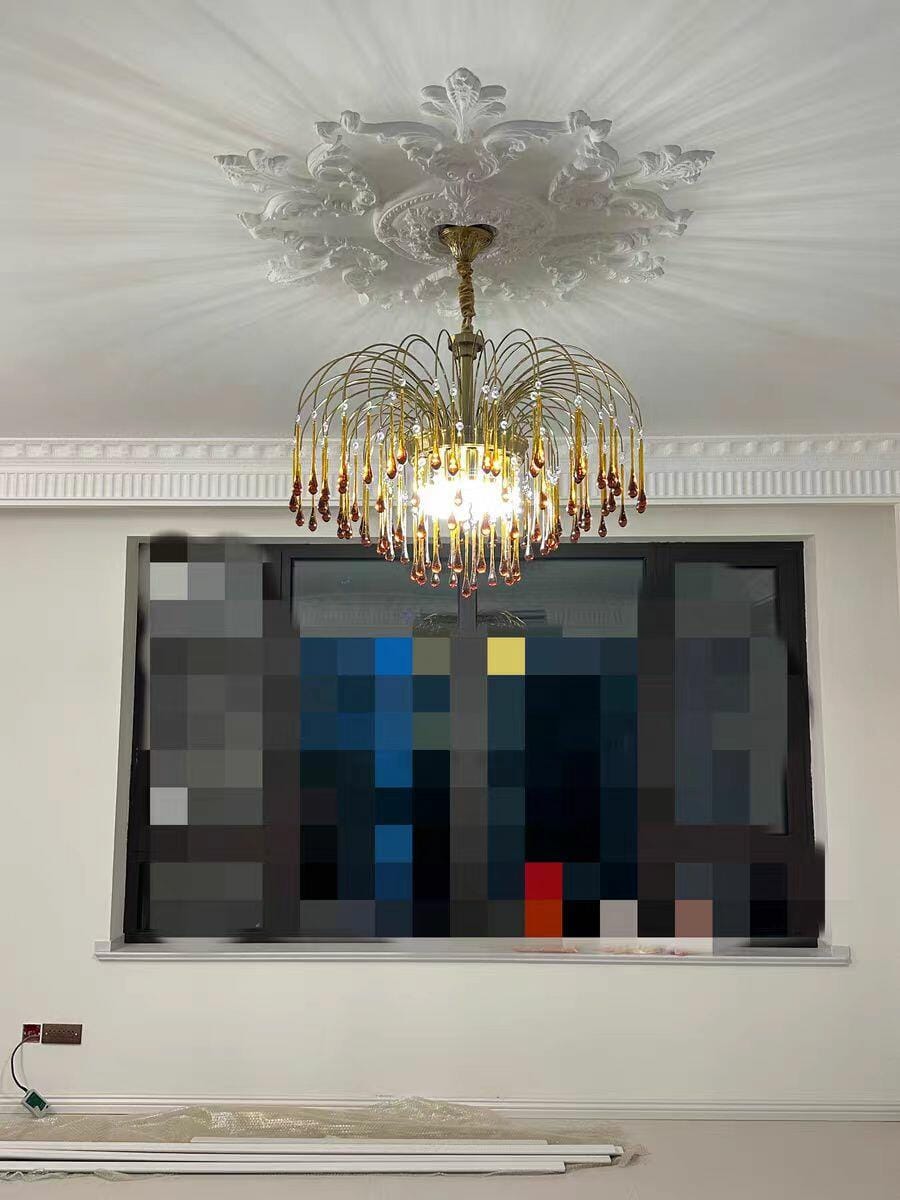 Customer photo review of Crystal Waterfall Chandelier, Gold-Finish Brass, 50 cm