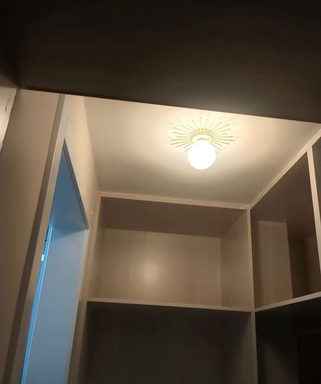 Customer photo review of Brass Ceiling Light, Frosted Glass Globe, Ceiling or Wall Mount