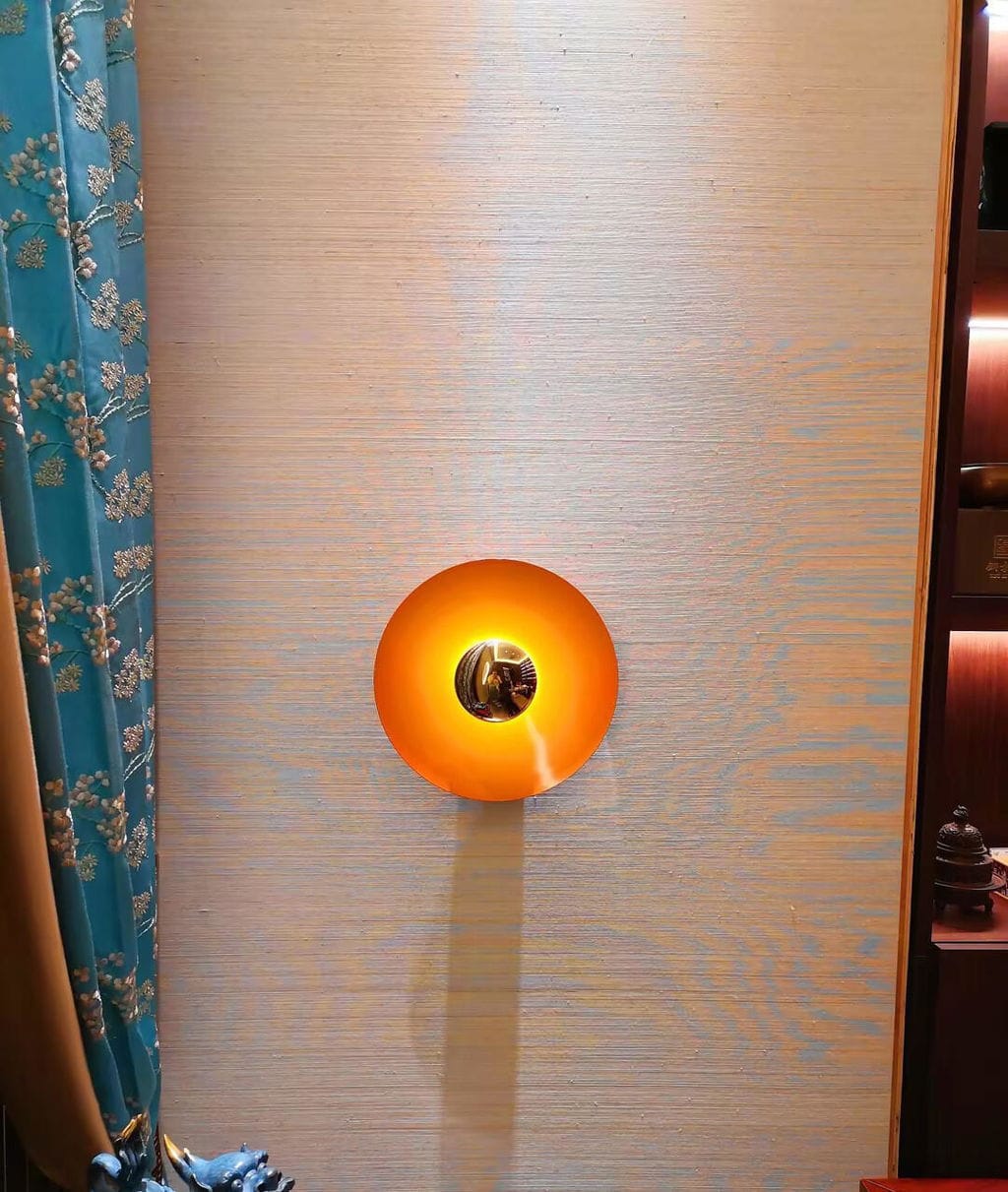 Customer photo review of Reflective Disc Wall Light, Copper or Chrome, 30 to 60 cm