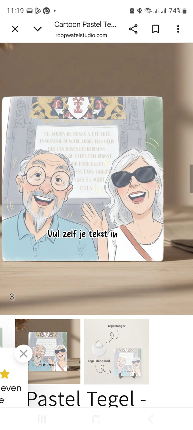 Customer photo review of Cartoon Pastel Tegel - Upload je eigen foto