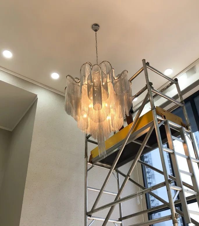 Customer photo review of Nickel-Plated Chain Chandelier, Gold, Silver or Black, 40–160 cm