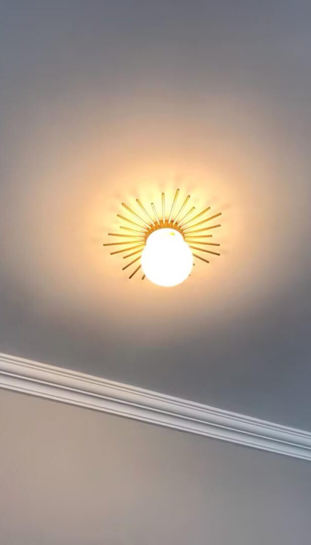 Customer photo review of Brass Ceiling Light, Frosted Glass Globe, Ceiling or Wall Mount