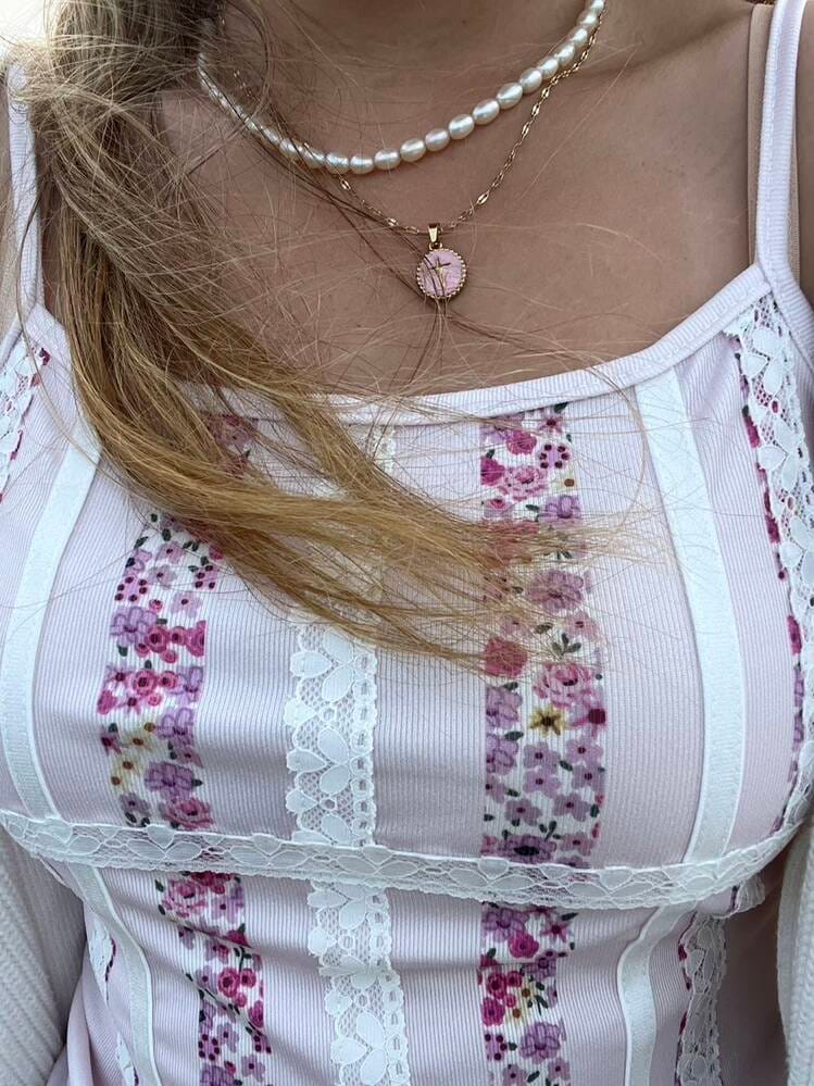 Customer photo review of Pastel Oval Cross Necklace