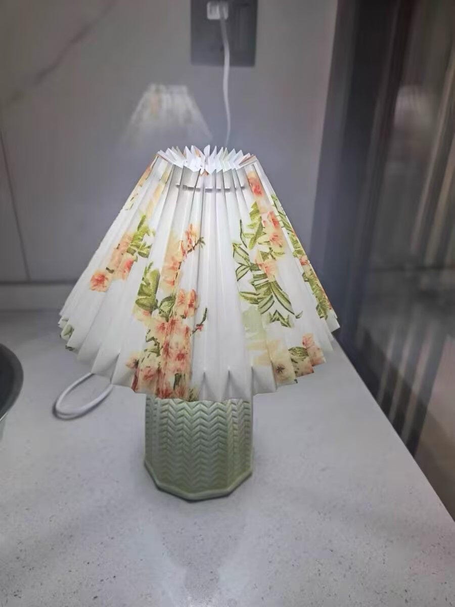 Customer photo review of Pleated Ceramic Table Lamp, Light Green Base, 37 cm, Plug In