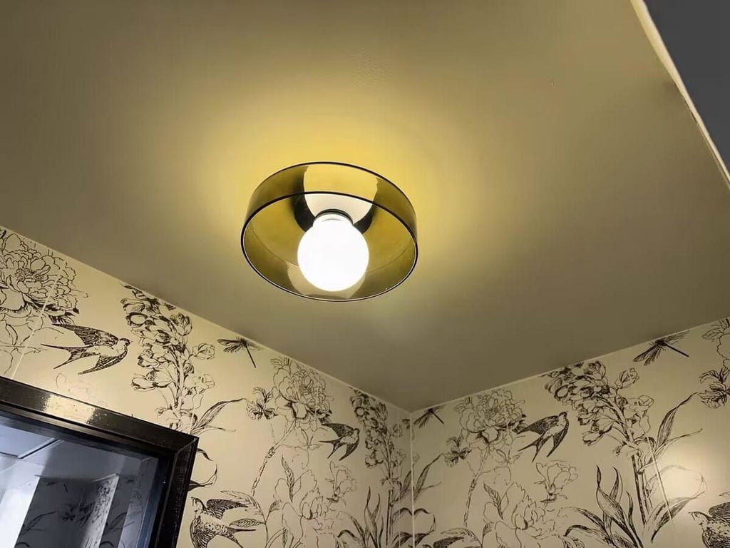 Customer photo review of Glass Flush Mount Ceiling Light, Round Metal Body, 25 cm