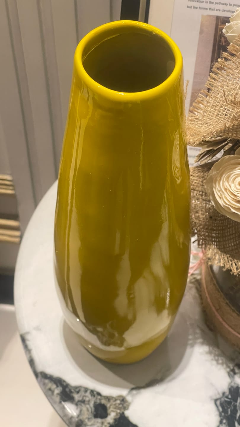 Customer photo review of Yellow Resin Vase Sculpture Vastu Remedy for Financial Stability, and Expenditure Control for SSW Direction Placement in Home, Office and Living Spaces | 8 x 37 cm | 600 gm