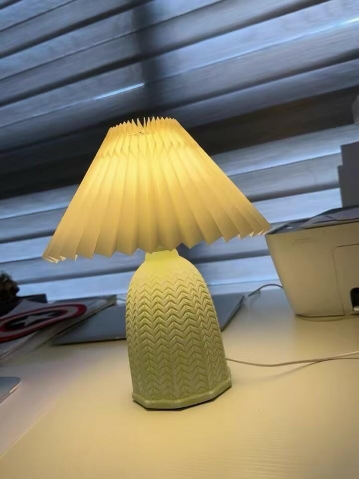 Customer photo review of Pleated Ceramic Table Lamp, Light Green Base, 37 cm, Plug In