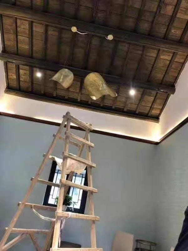 Customer photo review of Hammered Brass Pendant Light, Curved Shade, 1.5 m Cable