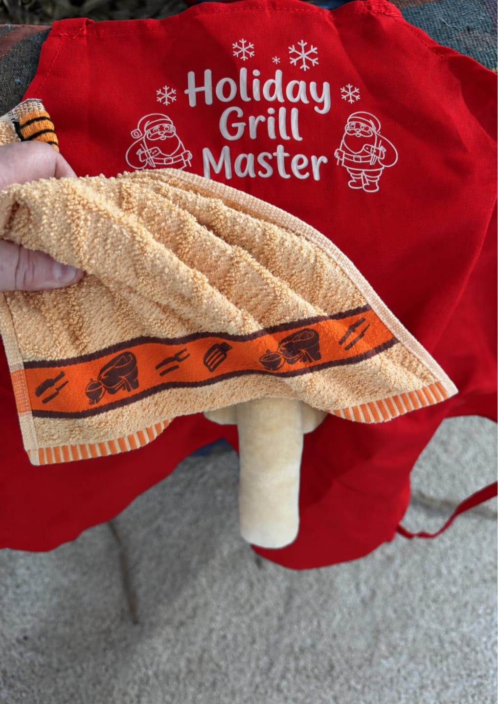 Customer photo review of Funny Christmas BBQ Apron
