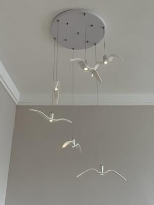 Customer photo review of Resin Bird Pendant Light, White or Black, 32 to 40 cm