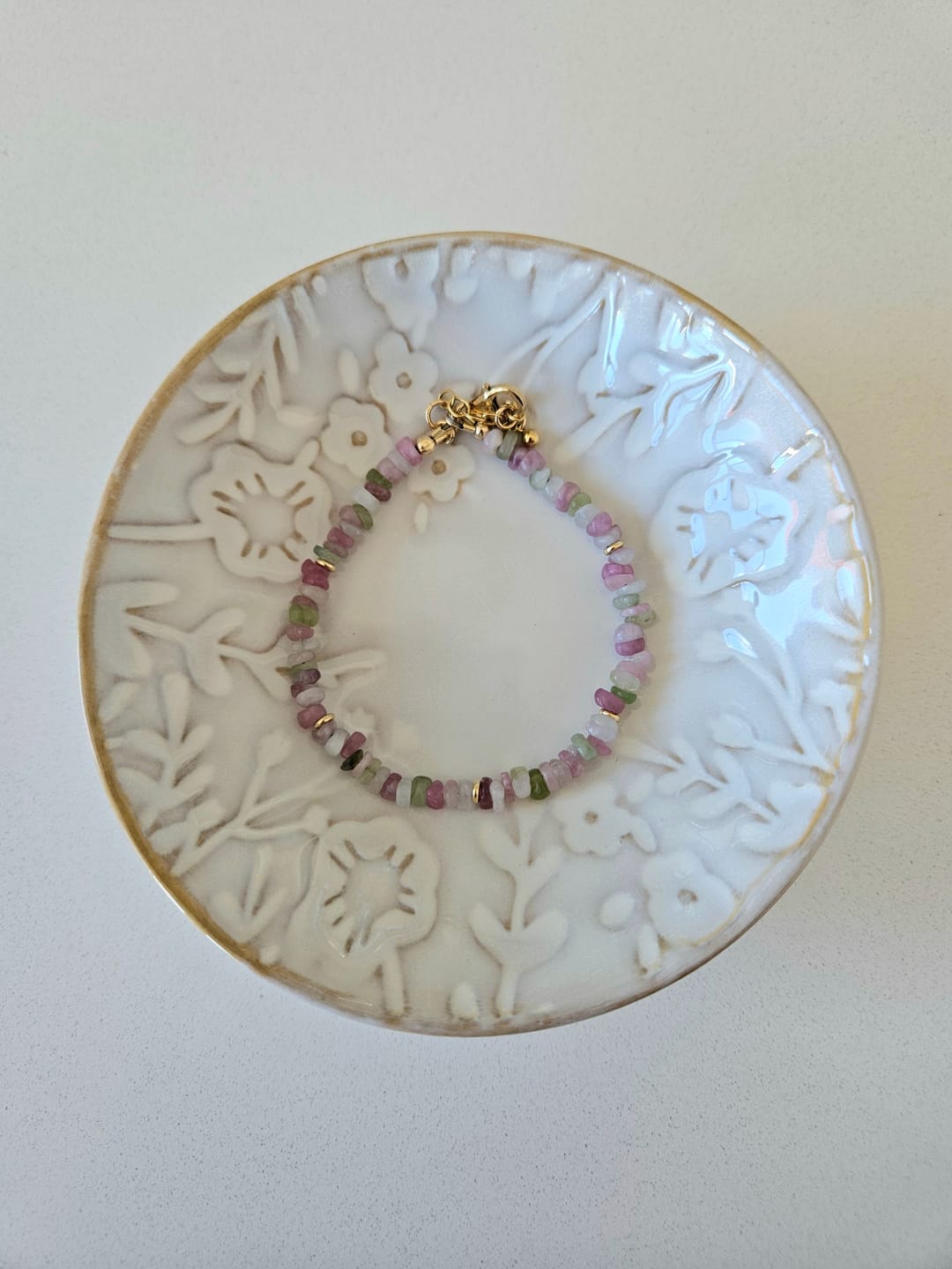 Customer photo review of Joy Pebble Bracelet | Watermelon Tourmaline