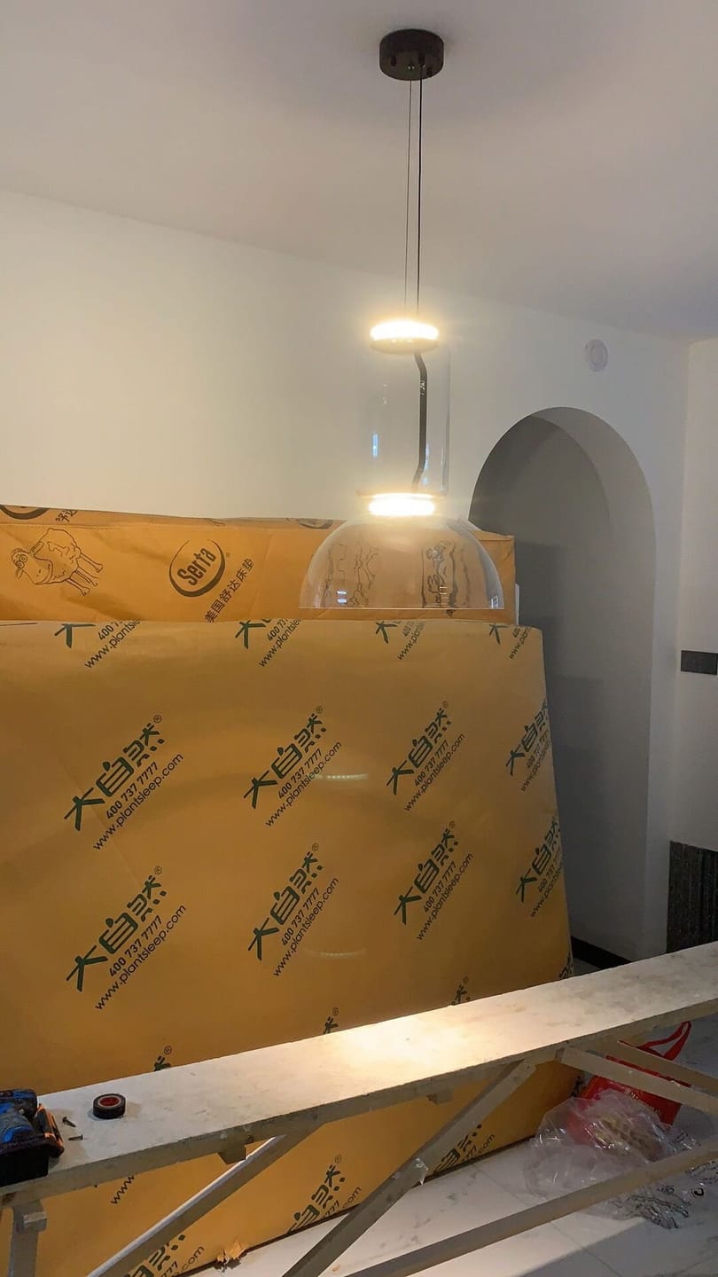 Customer photo review of Clear Glass Cylinder Pendant Light, Integrated LED, 36 cm