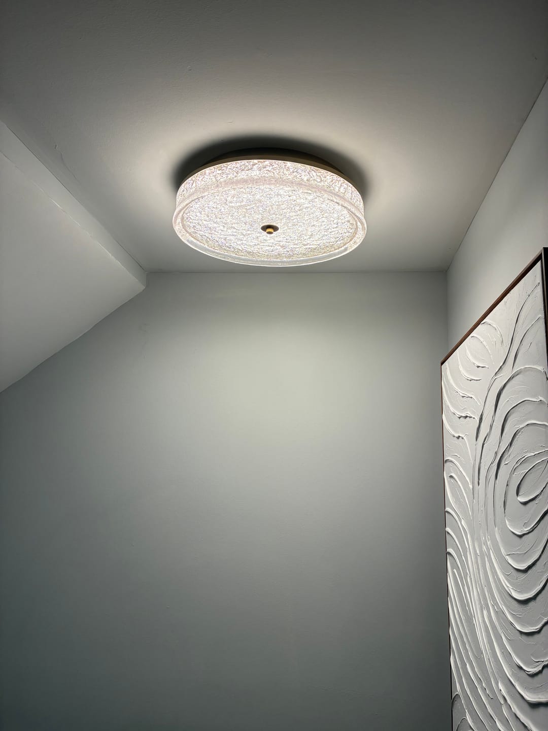 Customer photo review of Brass Crystal Resin Art Dimmable LED Round LED Ceiling Light